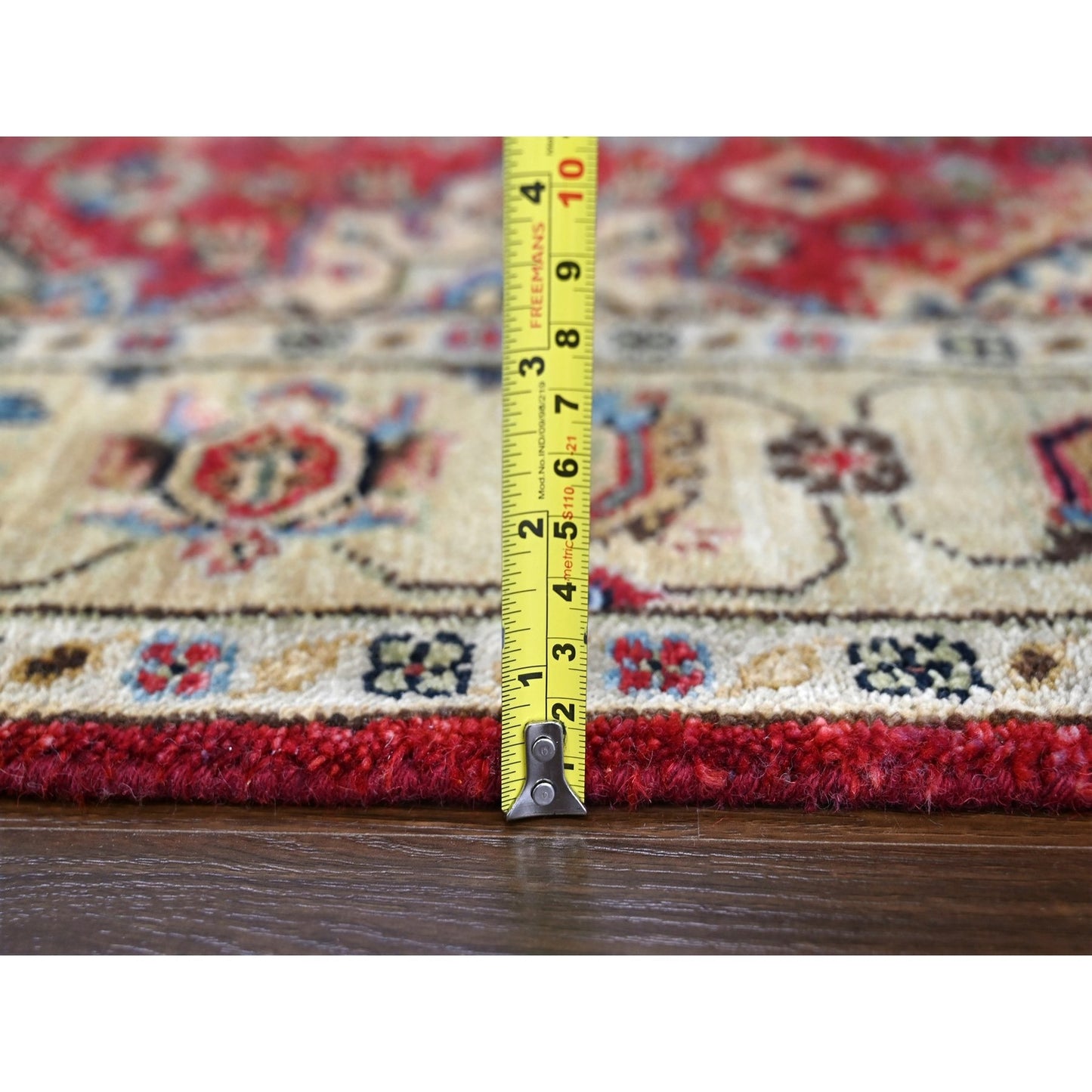 4'1"X9'10" Red Devil Hand Knotted Karajeh Design Wide Runner Oriental Rug