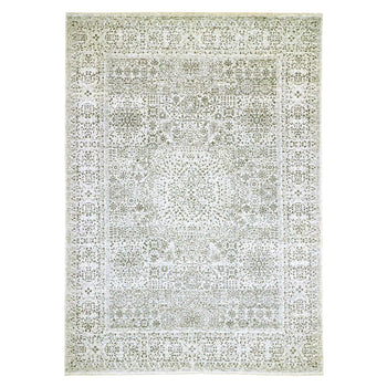 10'X14' Ivory 14Th Century Influence Mamluk Design Hand Knotted Wool Rug