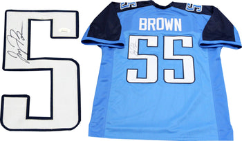 Jayon Brown Autographed Tennessee Titans Blue Jersey (Jsa)
