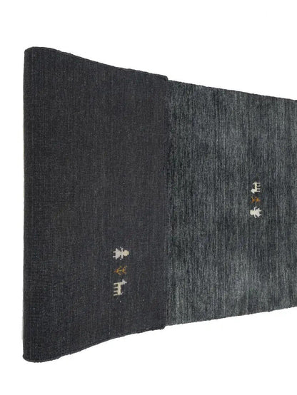 Plush Gabbeh Runner Rug Charcoal Tribal Modern
