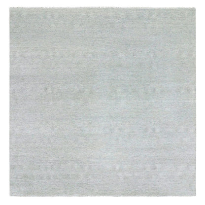 Rug 10'x10' Gray Undyed 100% Wool Modern Grass Design Hand Knotted Square