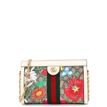 Gucci Ophidia Chain Shoulder Bag Flora Gg Coated Canvas Small