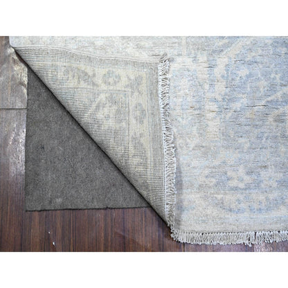 2'6"X11'7" Gray White Wash Peshawar Hand Knotted 100% Wool Runner Rug