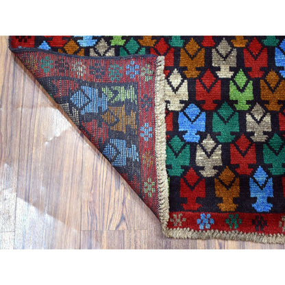 3'5"X4'8" Tribal Design Hand Made Pure Wool Colorful Afghan Village Rug
