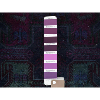 3'X9'9" Overdyed Purple Vintage Zoroastrian Wool Hand Knotted Runner Rug
