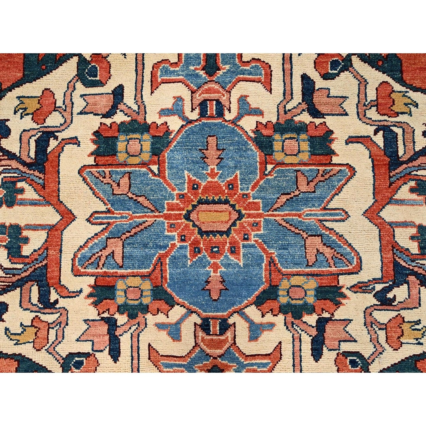 8'3"X9'10" Orange Peshawar With Serapi Heriz Design Wool Hand Knotted Rug
