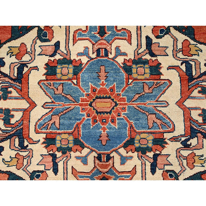 8'3"X9'10" Orange Peshawar With Serapi Heriz Design Wool Hand Knotted Rug