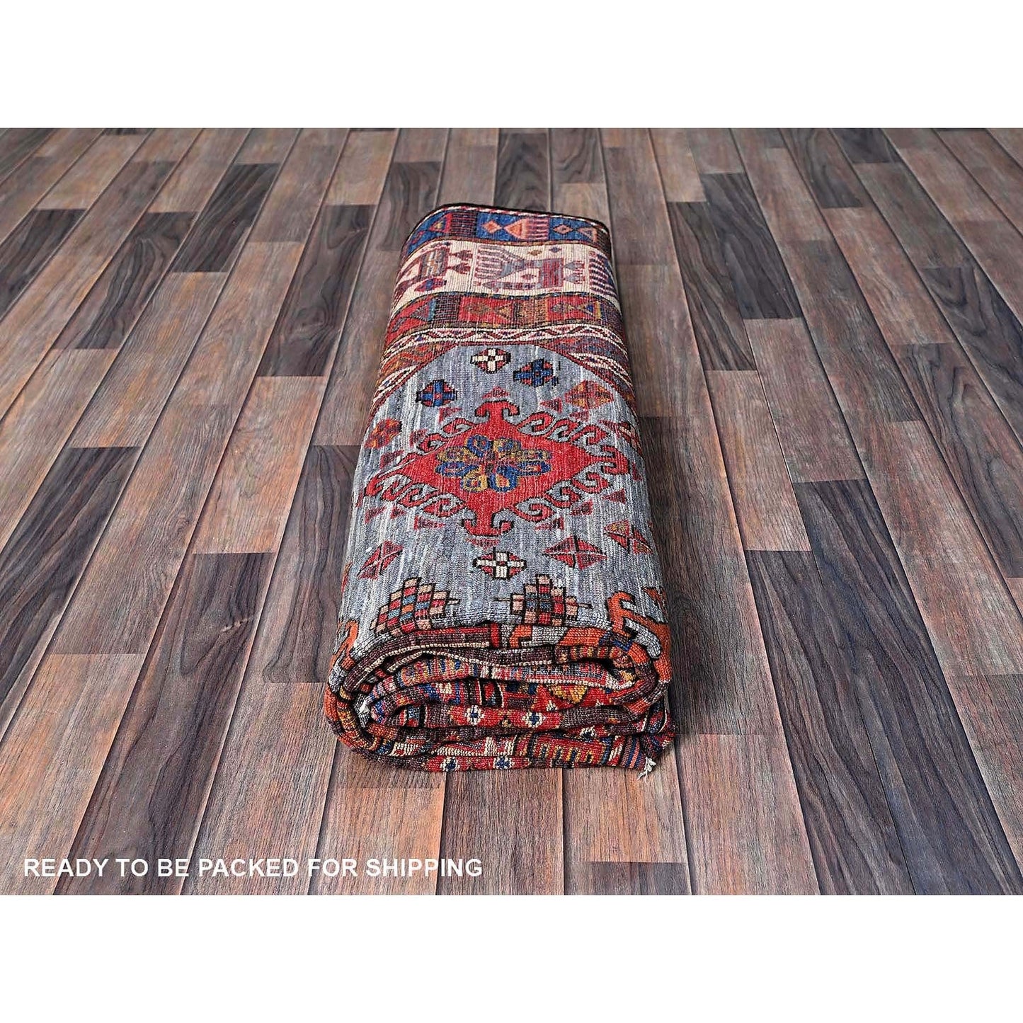 6'1"X8'4" Dusk Purple Ersari Caucasian Design Revival Hand Knotted Wool Rug