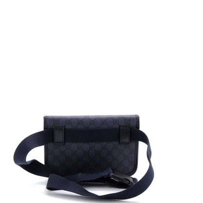 Gucci Flap Belt Bag Gg Coated Canvas With Leather
