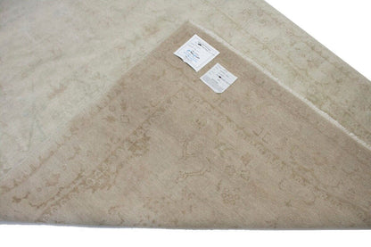 Transitional Muted Beige Floral Handmade Oriental