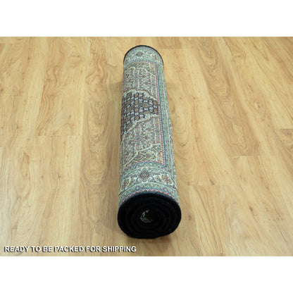 4'X6' Rich Black Tebraz Mahi 250 Kpsi Wool Hand Knotted Rug
