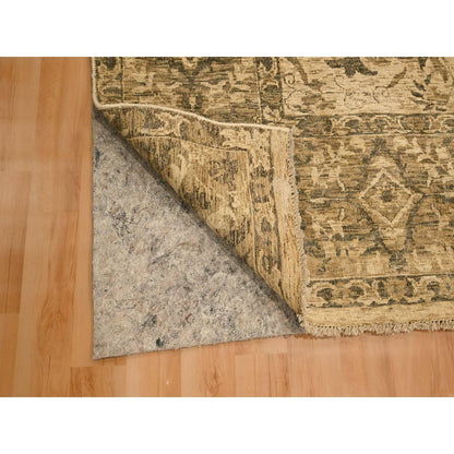 7'10"X9'9" Brown Leaf Design Natural Wool Hand Knotted Zero Pile Rug