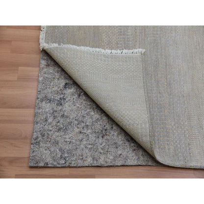 9'X12'3" Cloudy Gray Hand Knotted Grass Design Pure Wool Oriental Rug