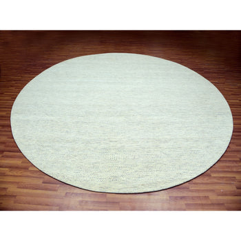 12'X12' Mushroom Gray Wool Hand Knotted Grass Design Round Oriental Rug