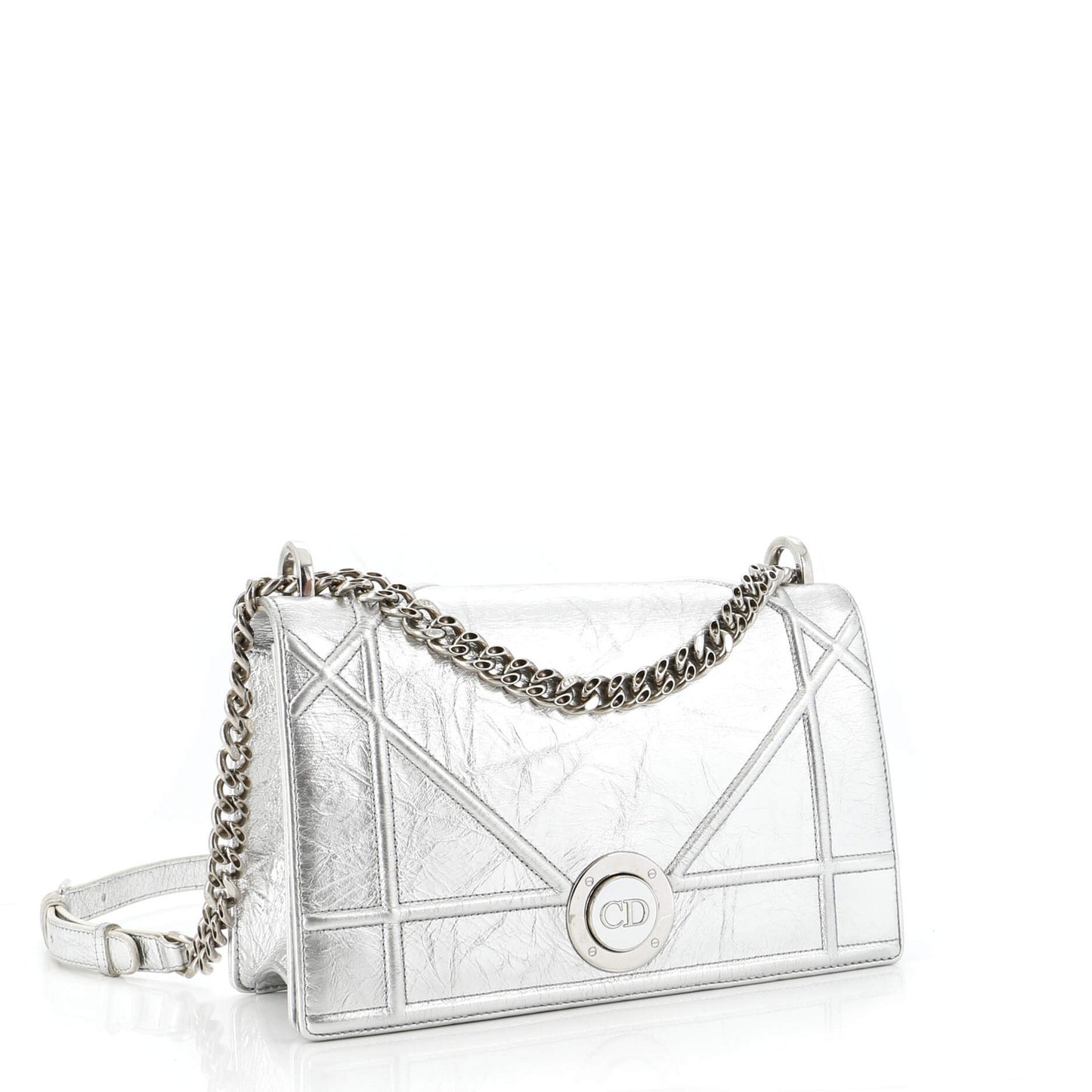 Christian Dior Diorama Clasp Flap Bag Crinkled Lambskin Small