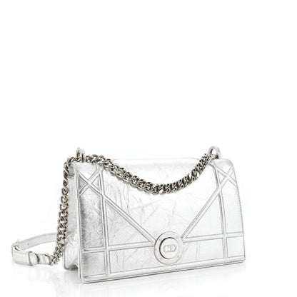 Christian Dior Diorama Clasp Flap Bag Crinkled Lambskin Small