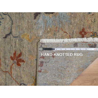 2'1"X3'1" Oak Brown Broken Pattern Oushak Design Wool Hand Knotted Rug