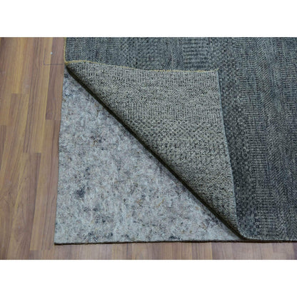 12'X12' Krypton Gray Hand Knotted Modern Grass Design Square Oriental Rug