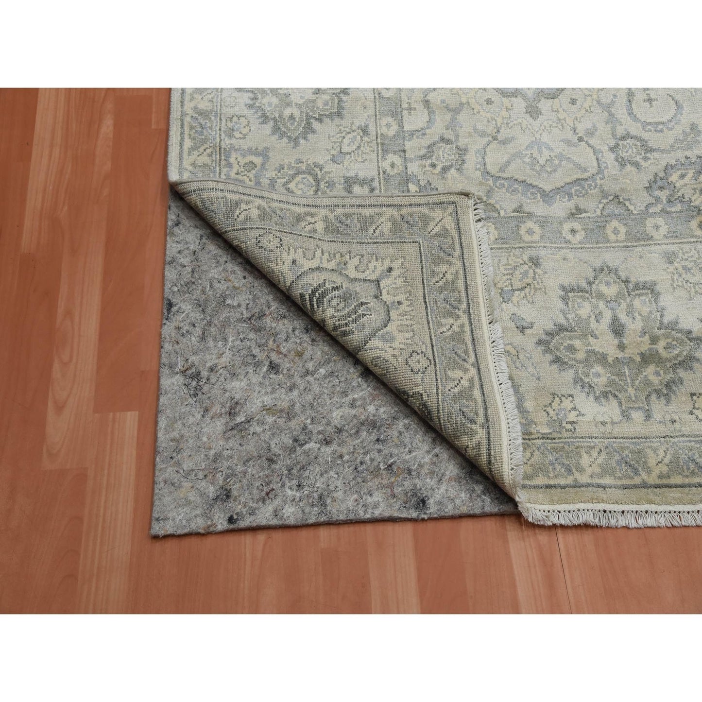 8'6"X12' Oushak Design With Touches Of Gold Pure Silk Hand Knotted Rug