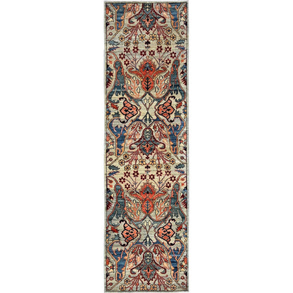 2'9"X9'10" Oyster Gray Bijar Garus Design All Wool Hand Knotted Runner Rug