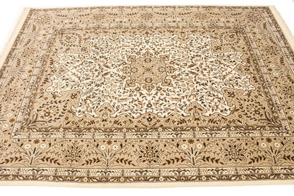 Handmade Vintage Style Cream Floral Kirman Rug