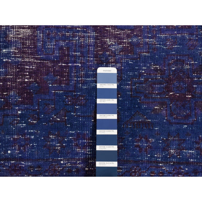 6'10"X10'1" Purple Overdyed Zoroastrian Viss Design Wool Hand Knotted Rug
