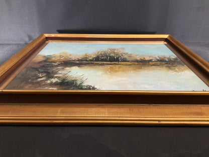 Escudie Original Oil Painting 15F Autumn Lake French Landscape Large Framed