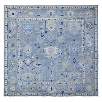 10'X10' Air Force Blue Wool Weft Angora Oushak Square Oriental Rug
