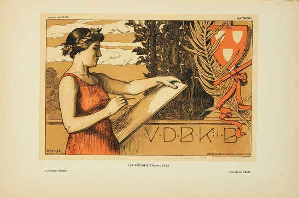 1897 Original Vintage Poster Autriche By Orlik For Affiches Etrangeres