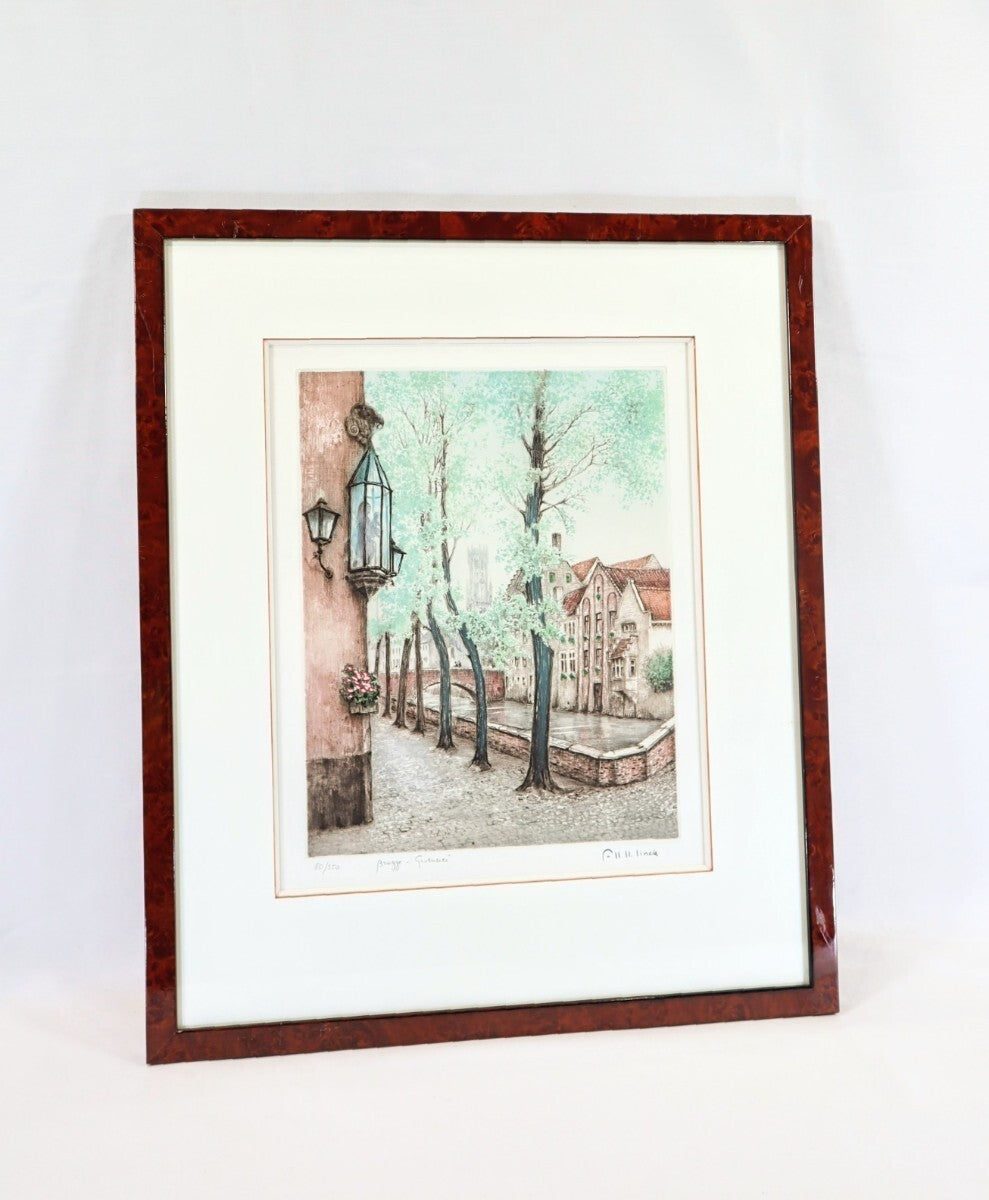 Francis Hebbelinck Etching "Brugge - Groenerei" Signed Limited Edition Belgium