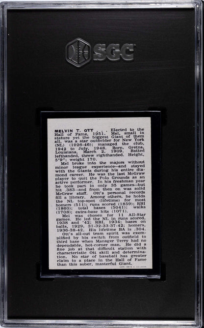 Mel Ott 1950-56 Callahan Hof Sgc 6