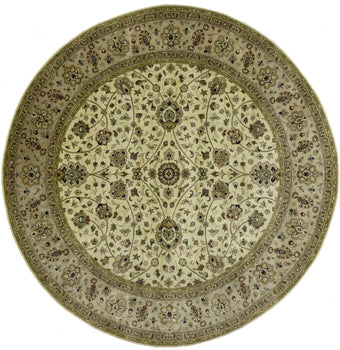Handmade Round Oriental Rug Classic Floral Design