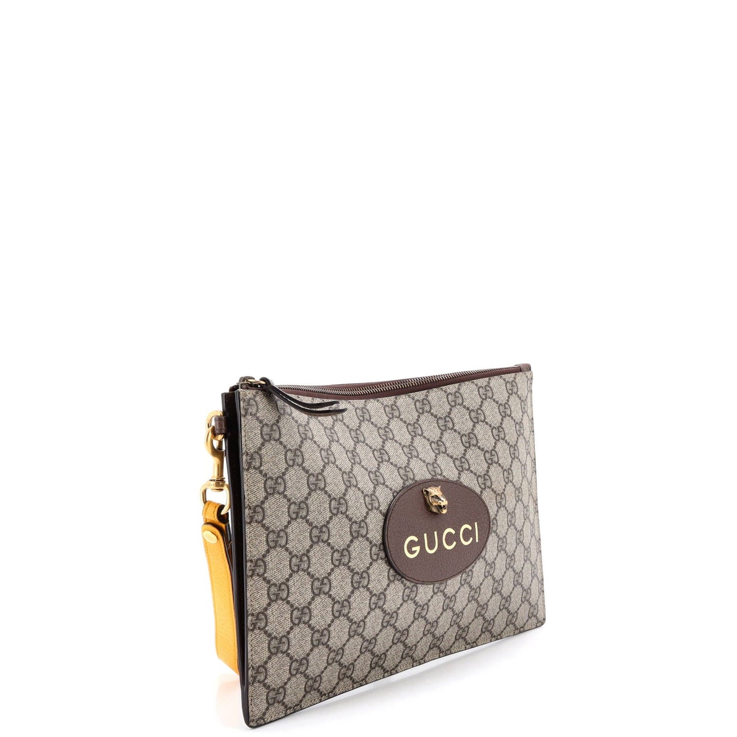 Gucci Neo Vintage Wristlet Pouch Gg Coated Canvas