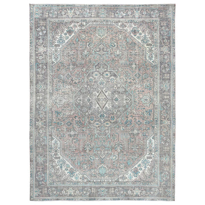 8'X10'8" Peach Color Distressed Look Old Farsian Hand Knotted Wool Rug