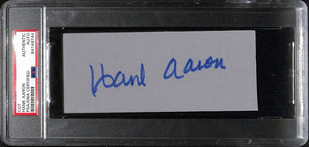 Hank Aaron Hof Signed/Autographed 6X2.5 Cut Card