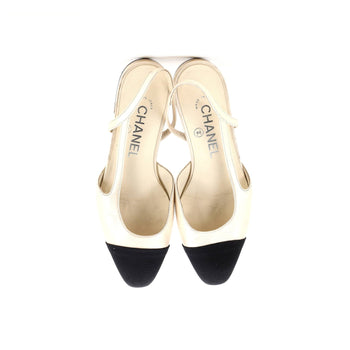 Chanel Women'S Cap Toe Cc Slingback Flats Leather