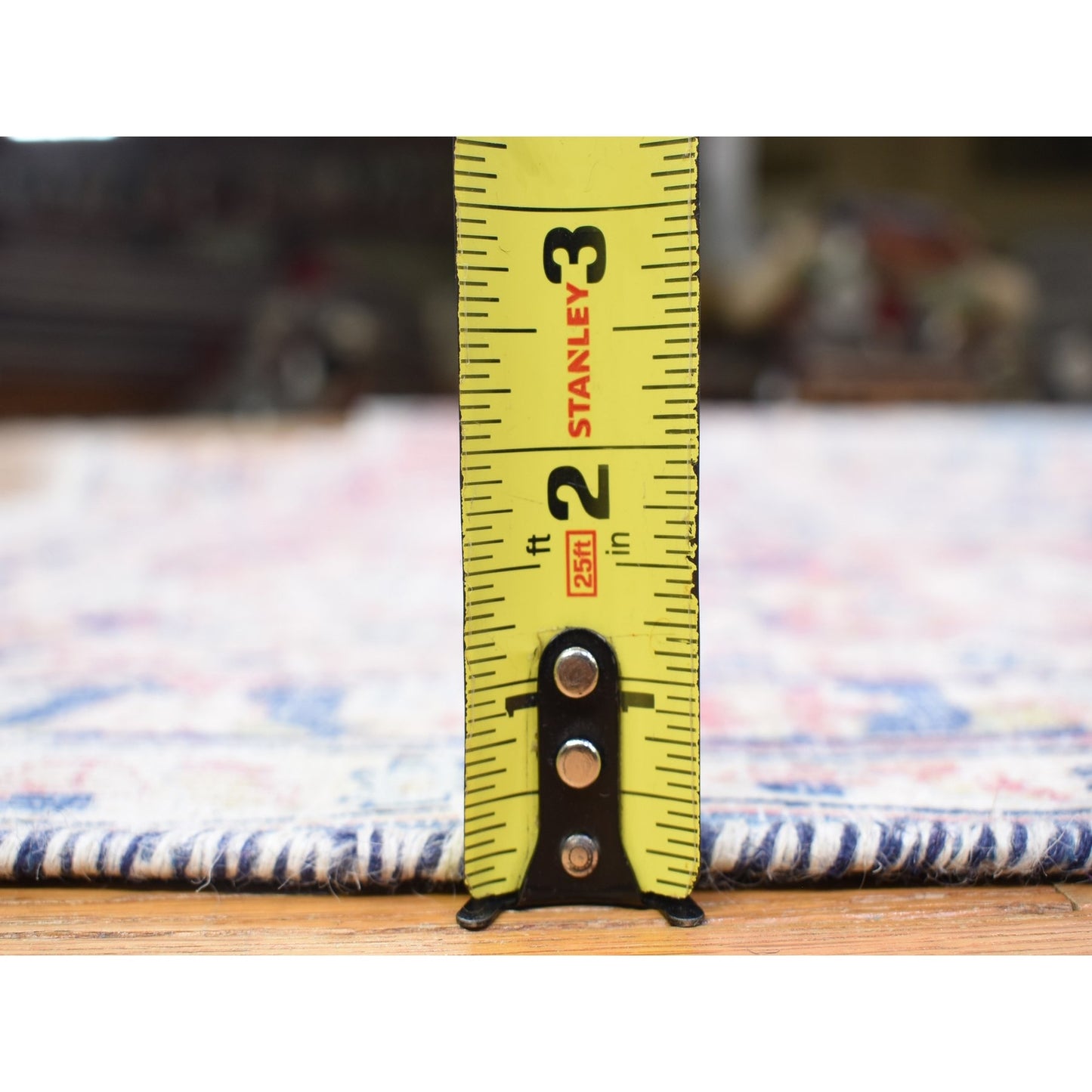 10'X12'10" Blue Vintage Farsian Karman Worn Wool Hand Knotted Rug