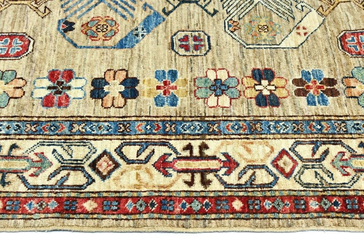 4x6 Handmade Kazak Oriental Rug Tribal Geometric Wool Design Farmhouse Style