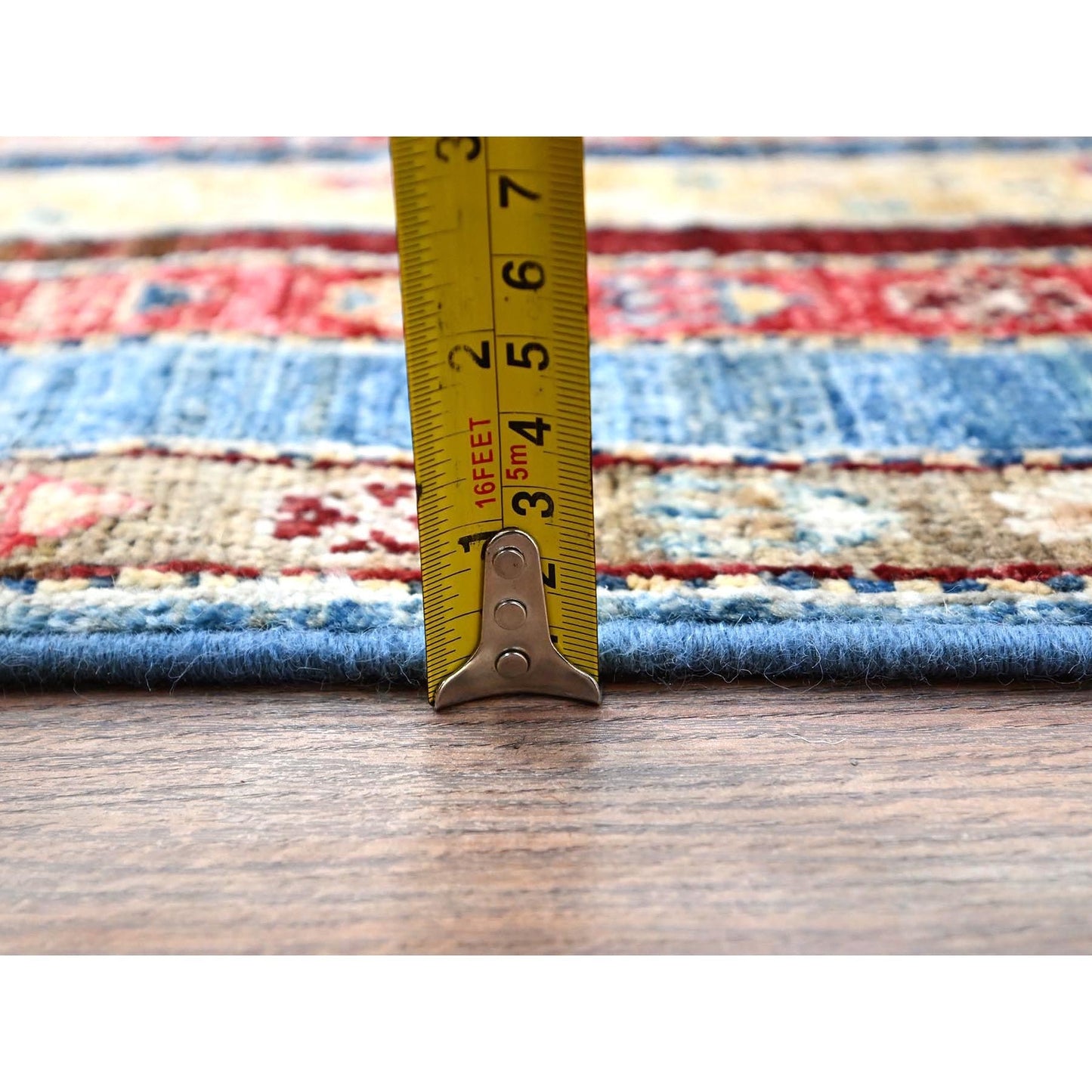 2'10"X9'9" Frosted Almond Ivory Super Kazak Shawl Hand Knotted Runner Rug