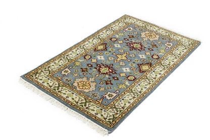 Hand-knotted gray floral chobi rug oriental farmhouse decor carpet