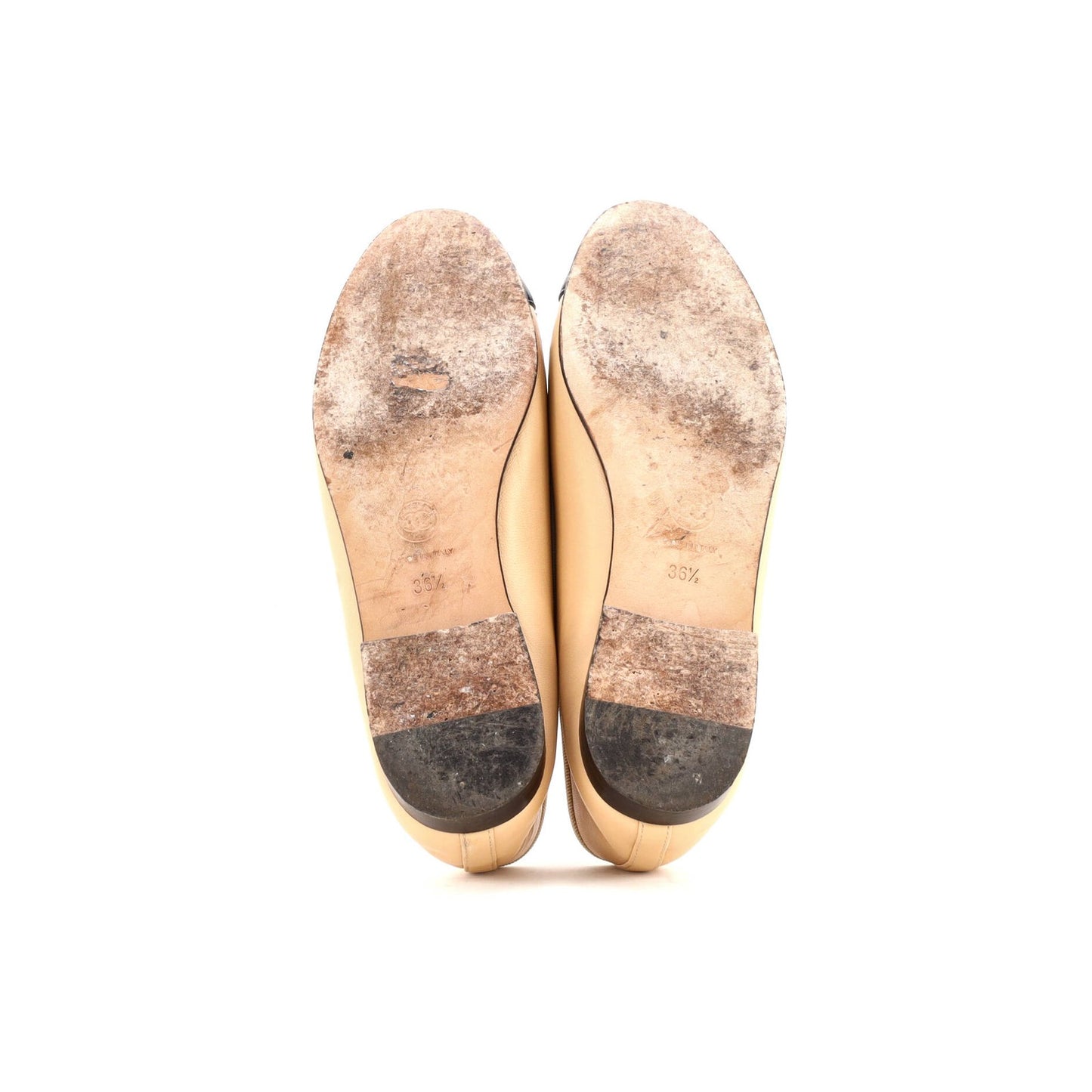 Chanel Women'S Cc Cap Toe Bow Ballerina Flats Leather