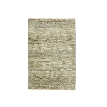 2'X3' Khaki Brown Modern Grass Design Natural Wool Hand Knotted Mat Rug