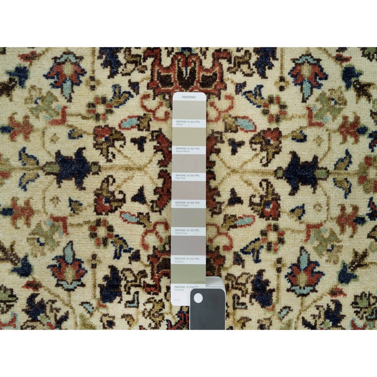 2'8"X12'3" Beige Heris Re-Creation Natural Wool Hand Knotted Runner Rug