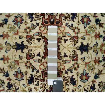 2'8"X12'3" Beige Heris Re-Creation Natural Wool Hand Knotted Runner Rug