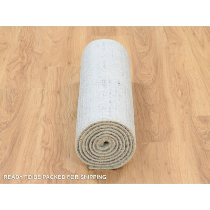 2'6"X10' Gray Wool And Plant Based Silk Hand Loomed Runner Rug