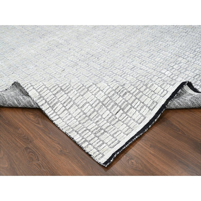 9'X11'9" Pearl White Modern Roman Design Hand Loomed Oriental Rug