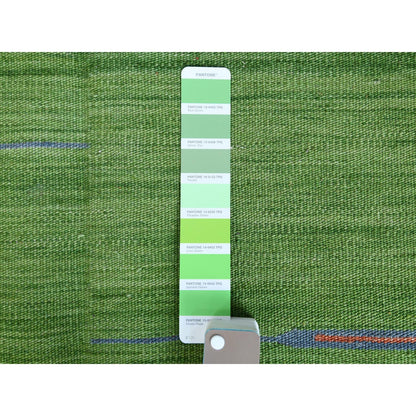 9'3"X12'1" Flat Weave Kilim Wool Hand Woven Stripe Design Reversible Rug