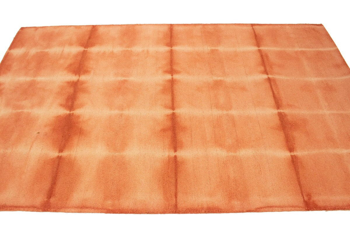 Modern Kids Room Carpet 5x8 ft Coral Red Hand-Tufted Tie-Dye Rug