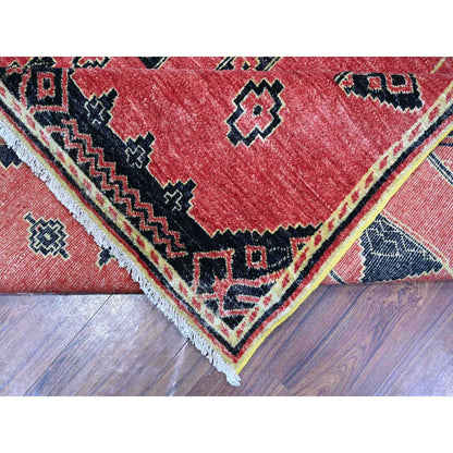 8'7"X11'3" Red Peshawar Berber Influence Geometric Pattern Oriental Rug