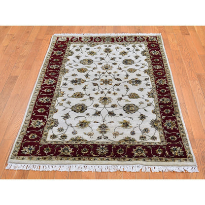 4'X6' Rajasthan Half Wool And Half Silk Thick And Plush Hand Knotted Rug